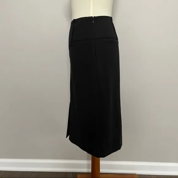 Sharagano Studio Skirt Straight Midi High Waisted Back Split Bet Loops Black - Image 13