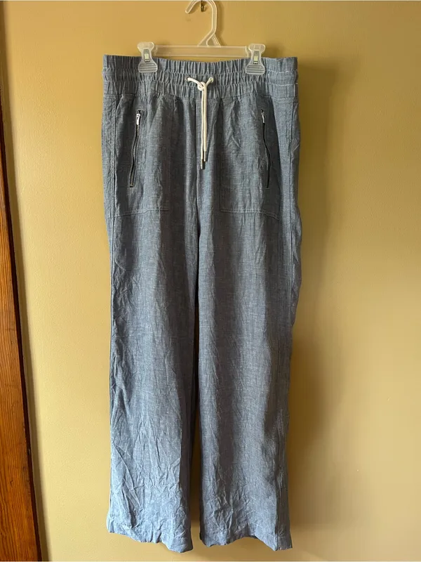 Athleta Cabo Linen Wide Leg Pants - Dusty Blue - Image 2