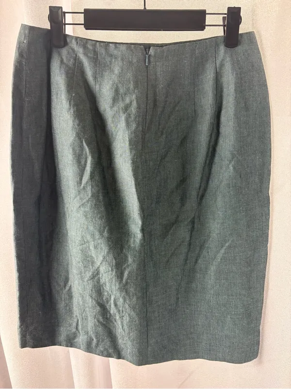 Ann Taylor Vintage Blue Classic Blazer and Skirt Suit Linen Cotton Blend 8/10 - Image 7