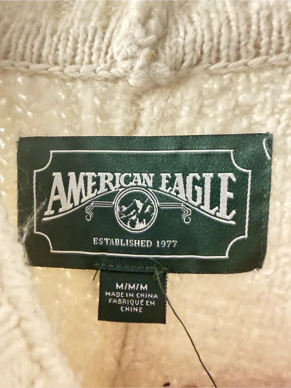 American Eagle Outfitters Cream Cable & Patchwork Mock Neck Sweater - Image 2