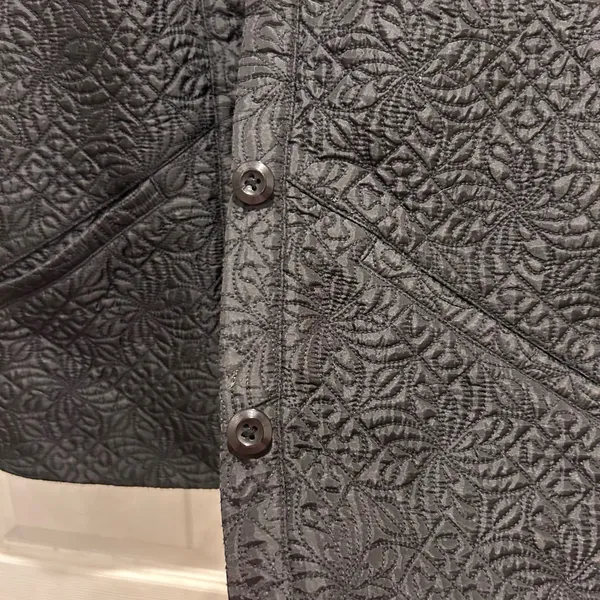 Anthropologie Quilted Button Front Vest Black Ribbed Collar Sleeves Womens‎ L - Image 5