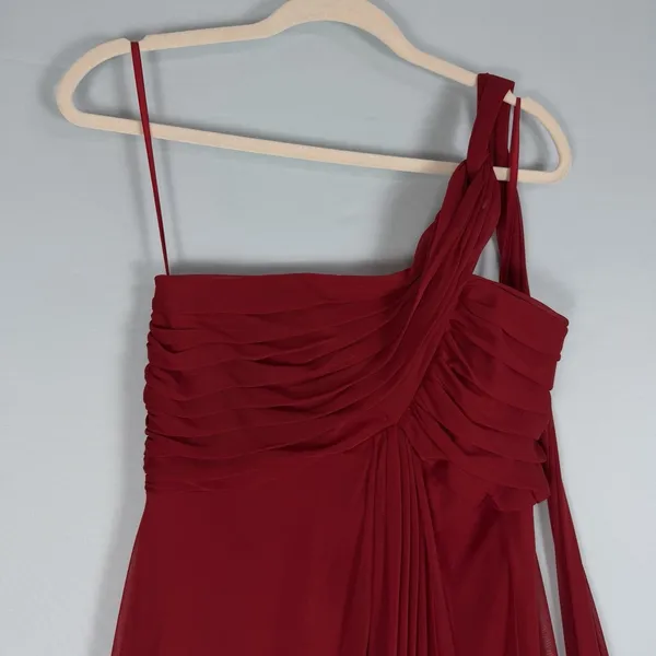 Alex Evenings Size-8 Red Chiffon‎ One Shoulder Empire Waist Evening Gown - Image 13