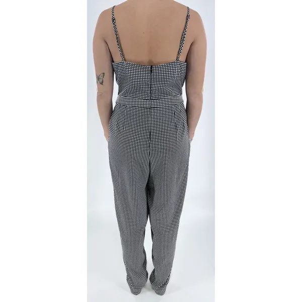 Forever 21 Black and White Check Checkered Plaid Jumpsuit Size Medium - Image 3
