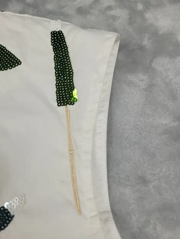 Queen of Sparkles 2 Piece Crop Top Shorts Set White Sequin XL Coctail Umbrellas - Image 7
