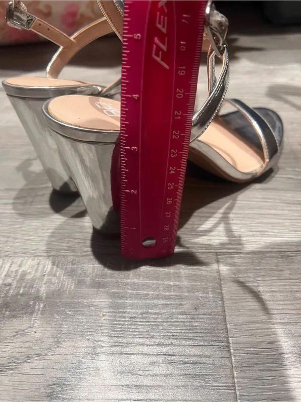 bp Metallic Silver Open-Toe Strappy Heels for Women - Image 3