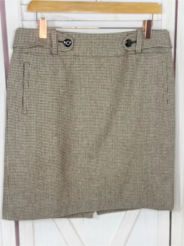 Banana Republic Houndstooth Wool Blend Pencil Skirt Brown Cream 6 Preppy Office - Image 7