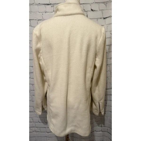 Bob Mackie QVC Wearable Art ivory/cream fleece jacket Size Large - Image 5