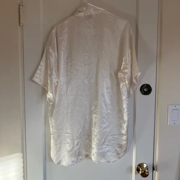 Victoria's Secret Ivory Satin Button-Up Sleep Shirt - Image 5