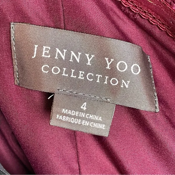 Jenny Yoo‎ Formal Dress Prom Tulle Bridesmaid Size 4 Wine Hollywood Gown Classic - Image 4