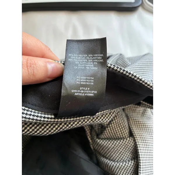 NWT Babaton Atelier Numero Pants Womens 12 Black White Mini Houndstooth Mid Rise - Image 4