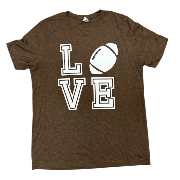 Love Football Brown Graphic T-Shirt Size Large - Image 3