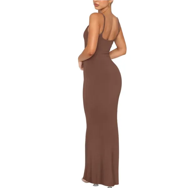 NWT REORIA Ribbed Bodycon‎ Maxi Dress Brown Sleeveless Lounge Slip Dress XS - Image 2