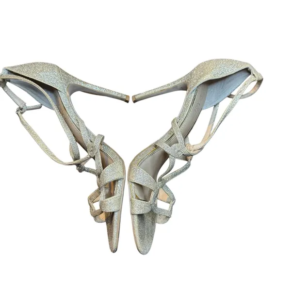 Jewel Badgley Mischka Shoes Womens Size 8‎ Gold Glitter Strappy Stiletto Sandals - Image 5