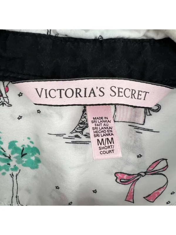 Victorias Secret Travel Paris London Print Pajamas Size Medium White Multicolor - Image 6