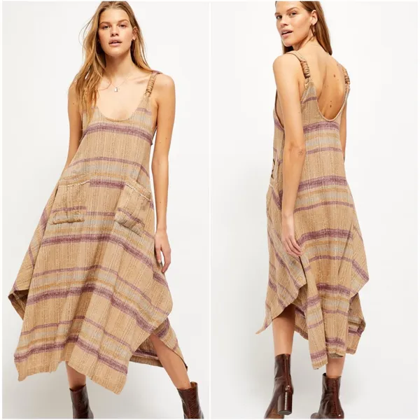 FREE PEOPLE Harper Striped Maxi Tank A-Line Swing Dress Women's Size Small - Image 13
