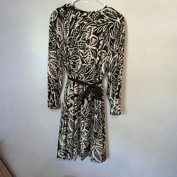 Maggy London Long Sleeve Knee Length Leaf Print Abstract Print Dress Sz 12 #900 - Image 8