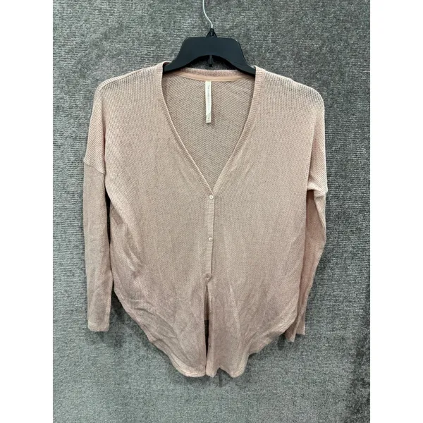 The Group Babaton Womens Pink Waffle Knit Cardigan S V-Neck SWF0-1113-30 - Image 4
