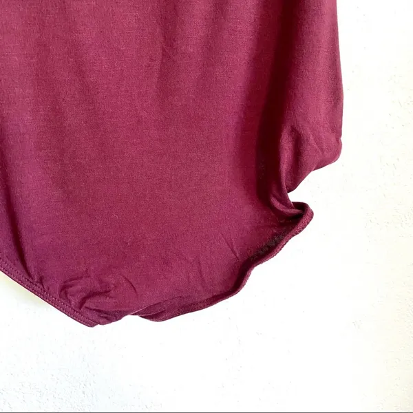 Solemio Maroon Lace Up Snap Bottom Bodysuit Size Small - Image 9