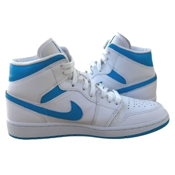 Nike Air Jordan 1 Mid UNC White University Blue Sneakers‎ Womens Size 7.5 - Image 4
