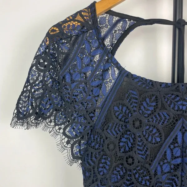 For Love & Lemons Black Blue Lave Lyla Open‎ Back Short Sleeve Mini Dress - Image 5