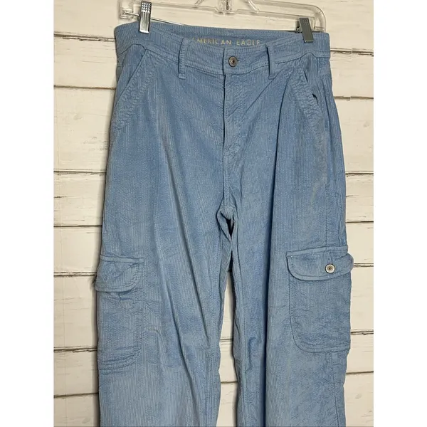 American Eagle Super High-Rise Baggy Wide Leg Corduroy Cargo Pants Size 4 - Image 2