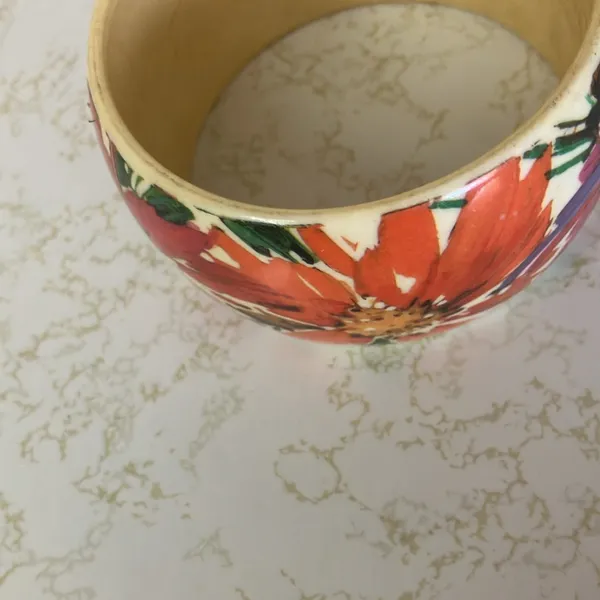 Floral Orange and Cream Bangle - Image 3