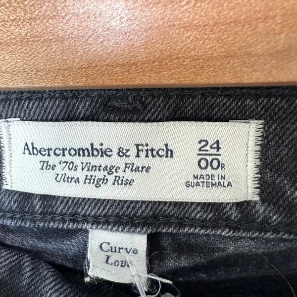 Abercrombie & Fitch 70s Vintage Flare Jeans 24/00R Black Ultra High Rise Curve - Image 3