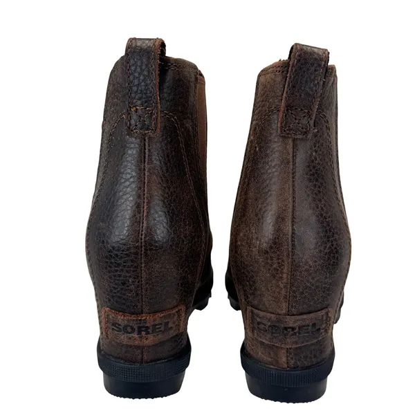 Sorel Joan of‎ Arctic Wedge II Chelsea Boot Leather Brown Burnt Henna Womens 7 - Image 8
