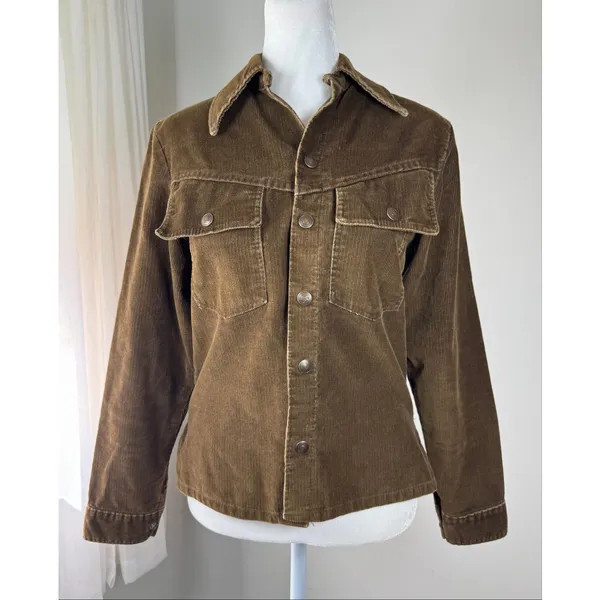 Vintage ‘80s Brown Corduroy Snap Button Western Jacket - Image 2