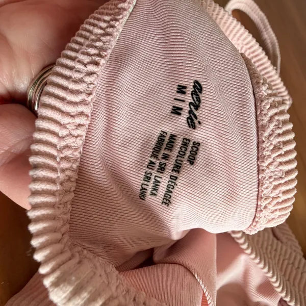 Aerie Ribbed Scoop‎ Bikini Top Blush Pink Cinched Tie Front Size Medium - Image 5