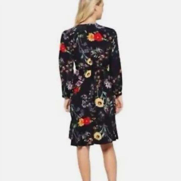 Amour Vert Washable Silk Elma Provence Floral Wrap Long Sleeve Midi Dress M - Image 4