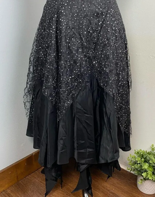Vintage Nuance Black Shimmering Witchy Goth Dress Small - Image 3