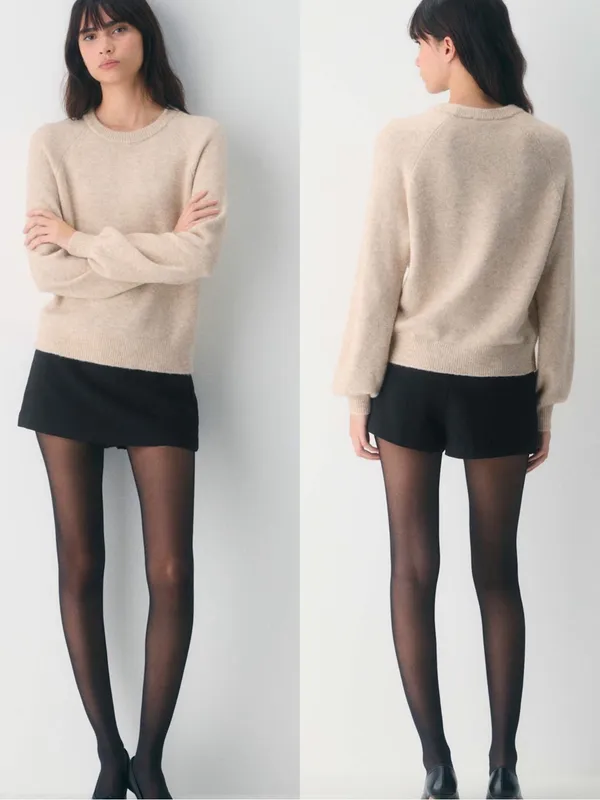 ARITZIA Wilfred SoftSpoke Wool Cashmere Sonder Oatmeal Sweater Pullover Top - Image 2