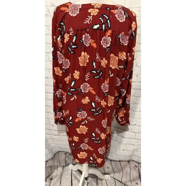 Ann Taylor LOFT Floral Long Sleeve Red Dress Size Large - Image 5