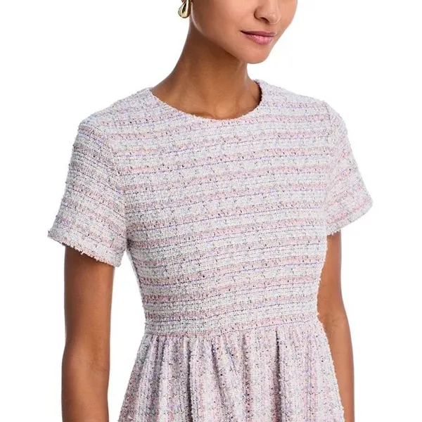 Aqua Rainbow Tweed Mini Dress Womens Small Pink‎ Multi Preppy Classic Feminine - Image 2