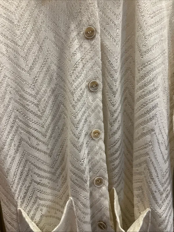 Mystree Cream Lightweight Open Knit Button Cardigan - Image 9