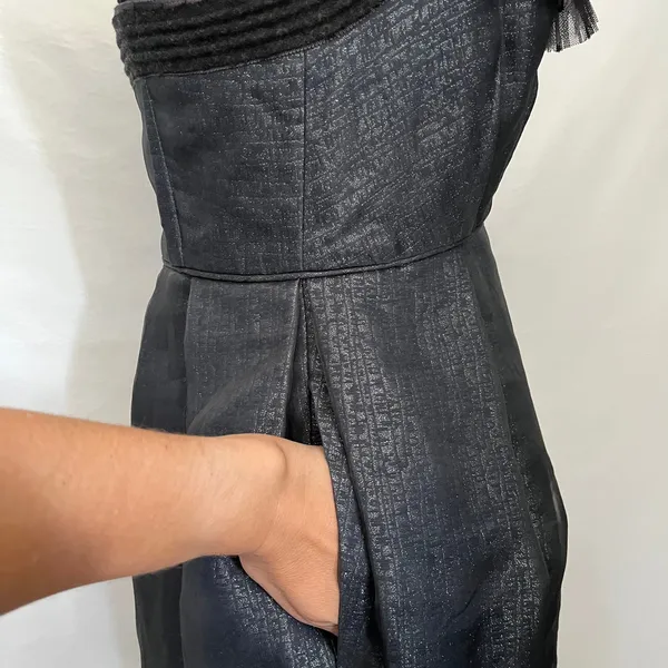 BCBGMaxAzria Runway Y2K Bubble Skirt Dress Sz 4 Goth HOCO Glam Metallic Coquette - Image 4