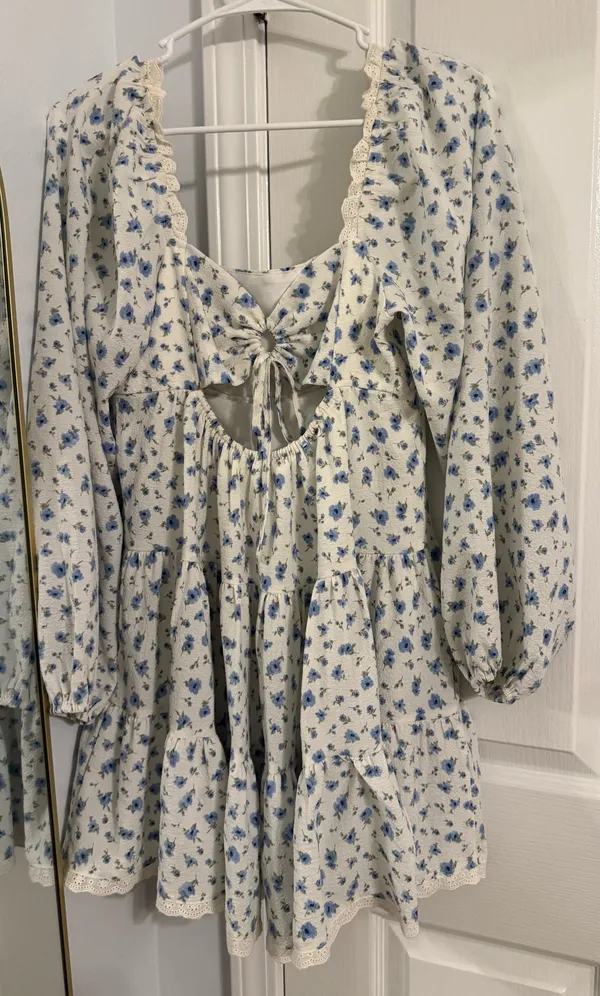 Altar'd State Floral Mini Dress Blue Babydoll S - Image 2