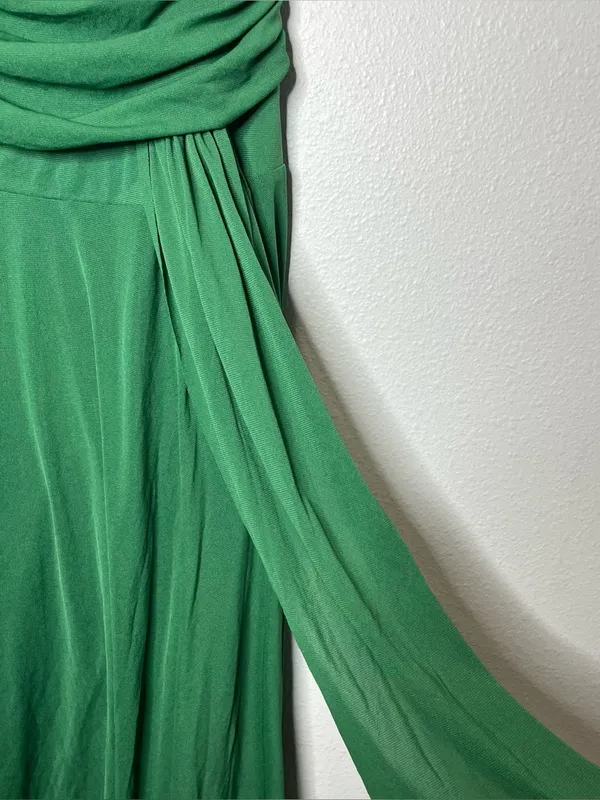 Vintage Carabella Collection Green Strapless Drop Waist Draped Midi Dress - Image 6