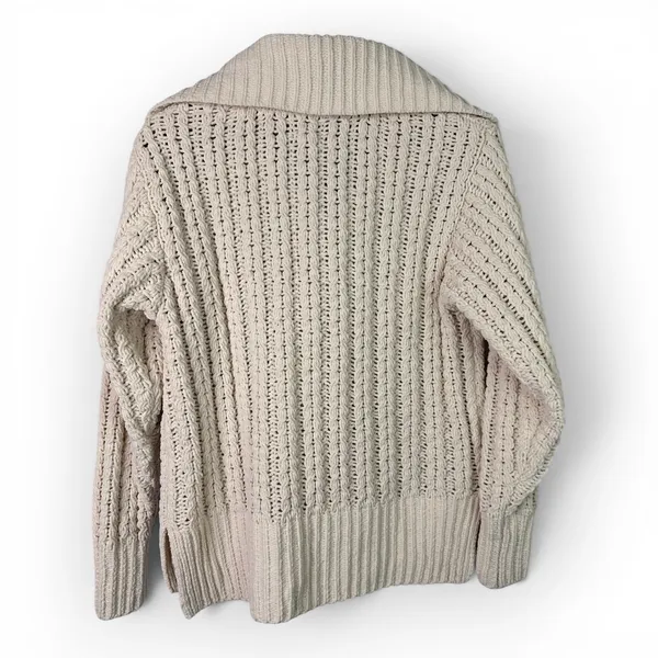 Aerie Cable Knit Chenille Sweater Womens XXS Cream Ivory Quarter Zip Pullover - Image 2