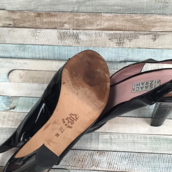 Isaac Mizrahi Black Patent Leather Slingbacks - Image 5