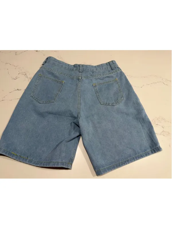 NEW Denim Jorts Shorts High Waist 30” waist 7” inseam - Image 2