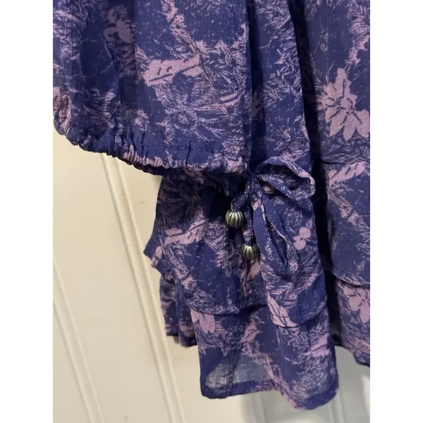 Free people These‎ Dreams Mini Dress Violet Floral Cottagecore Boho Tunic M - Image 14