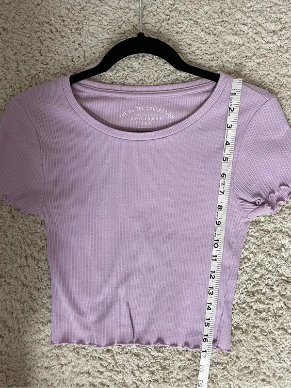 Aeropostale Lilac Ribbed Crop Tee - Image 4
