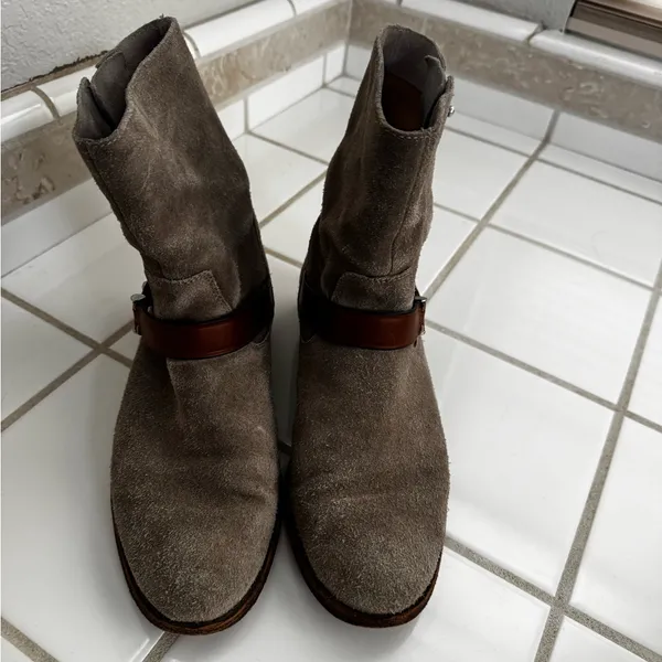 Coach Taupe Suede Ankle Boots with Buckle - Image 3