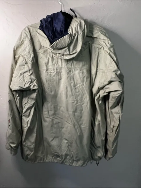 Columbia Vintage OmniTech Waterproof Tan Hooded Outdoor Windbreaker Shell Jacket - Image 7