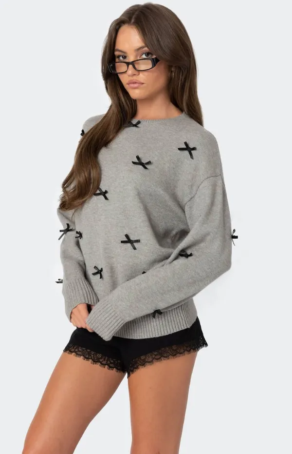 NEW EDIKTED SATIN BOW OVERSIZE SWEATER XL! - Image 3