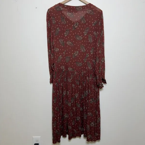 Phool Women Midi‎ Dress M Rust Brown Feather Academia Goblin Gremlin Whimsigoth - Image 4