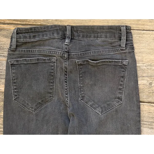 Free People Washed Black Low Rise Flared Jeans Raw Hem‎ Cropped Size 24 Slim Fit - Image 11