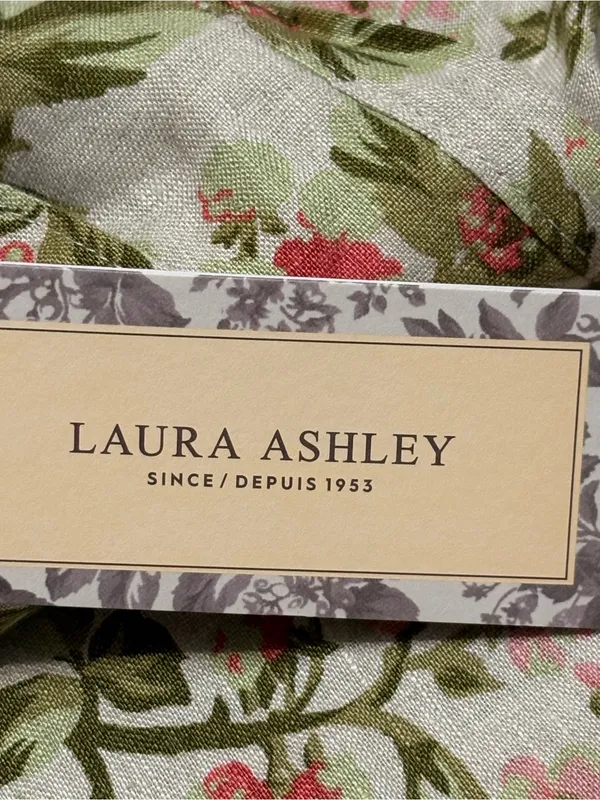 Laura Ashley 100% Linen Wide-Leg Berry & Floral Pants with Pink & Green Print Lg - Image 6
